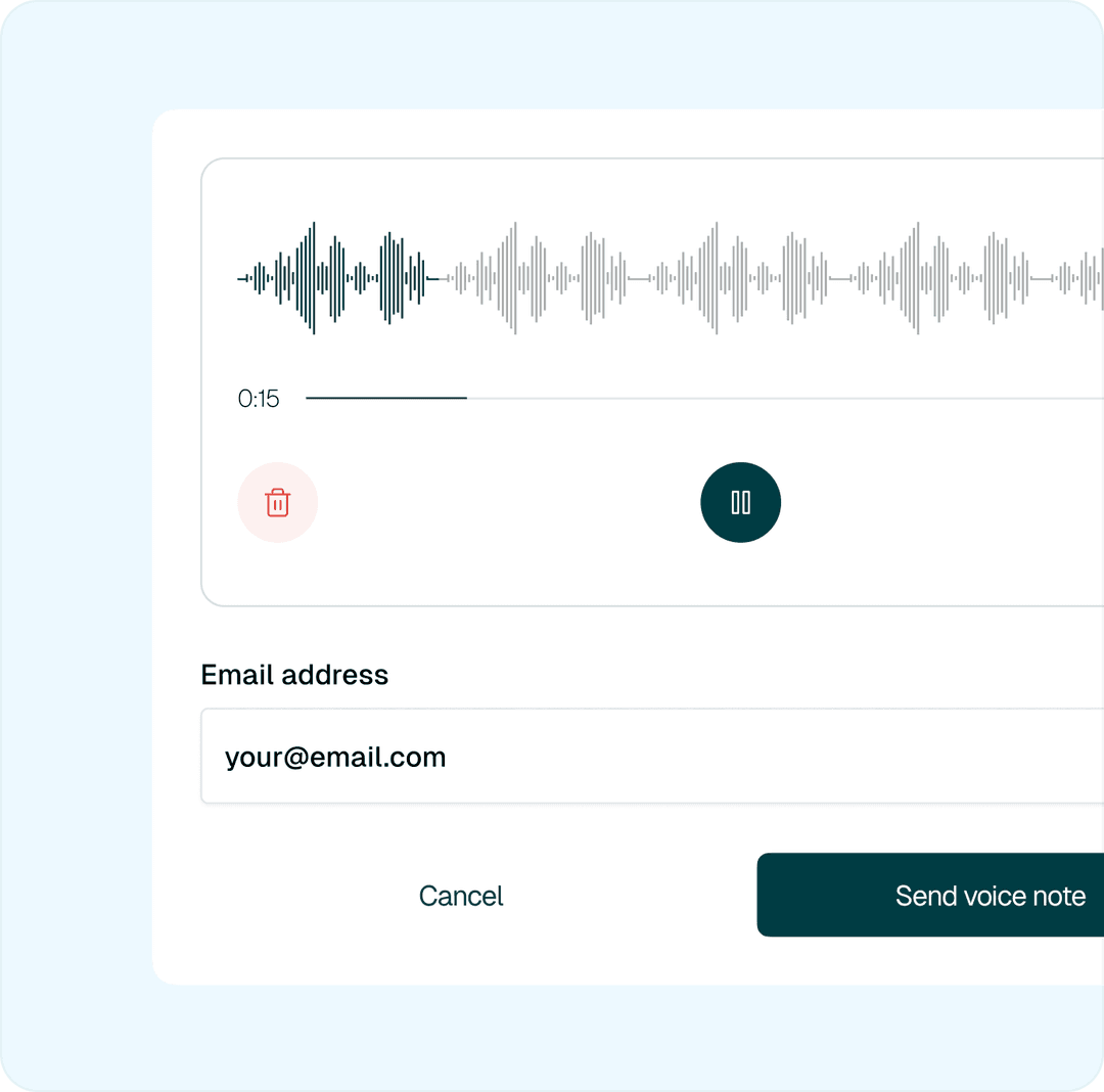 Customer service representative recording a voice message